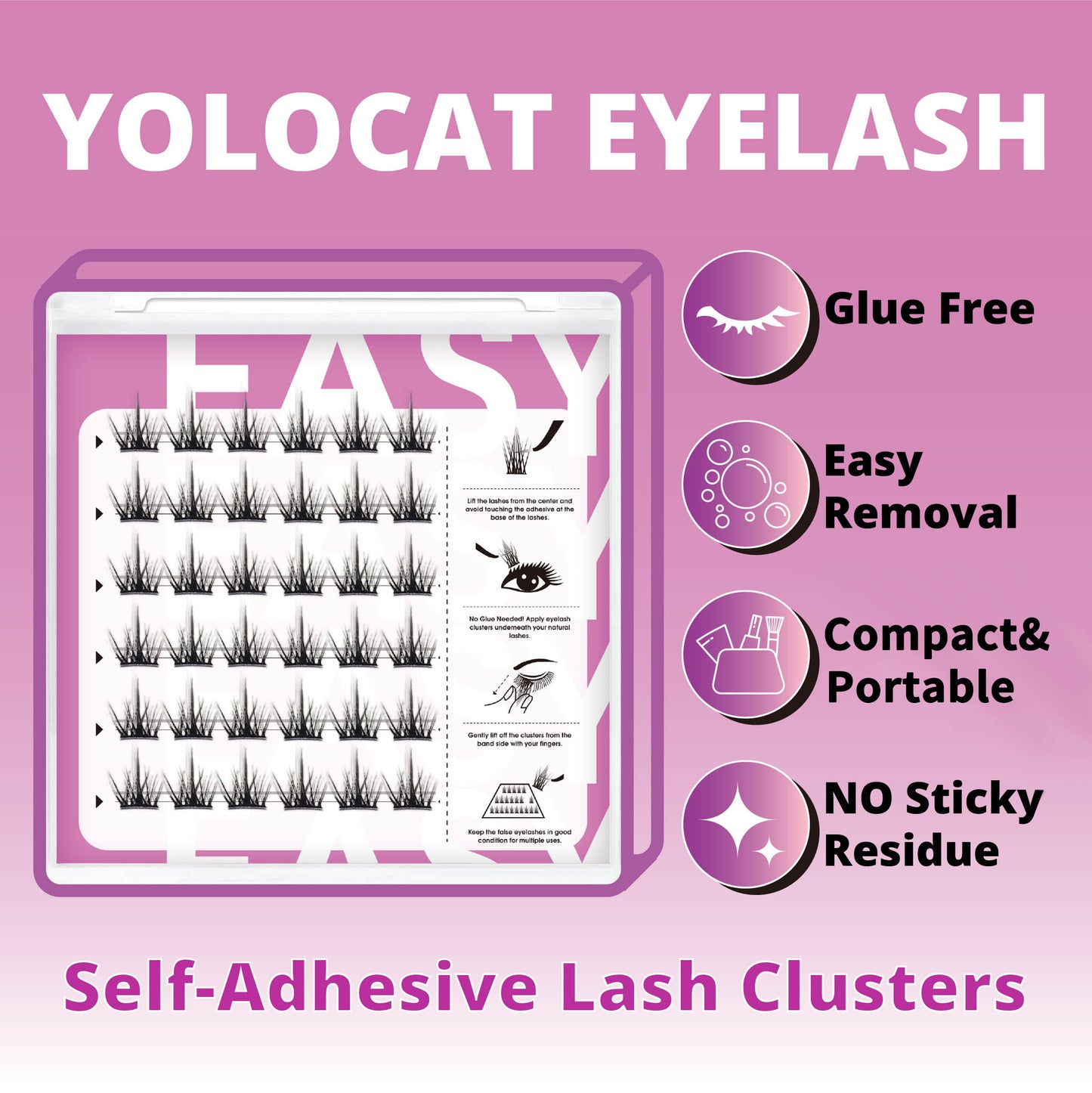 YOLOCAT Self-Adhesive Eyelashes Kit - Press On Lash Clusters