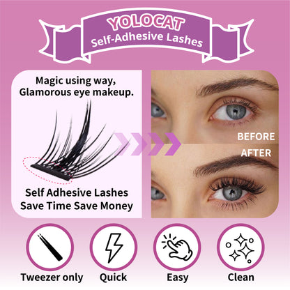 YOLOCAT Self-Adhesive Eyelashes Kit - Press On Lash Clusters